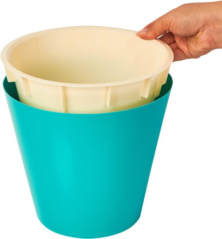 London 330 mm /16L (karton 4 szt) Osłonka plastikowa z doniczką wewnętrzną, na kółkach, niebieski jaśmin