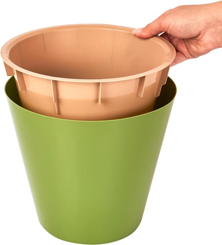 London 330 mm /16L (karton 4 szt) Osłonka plastikowa z doniczką wewnętrzną, na kółkach, oliwkowy