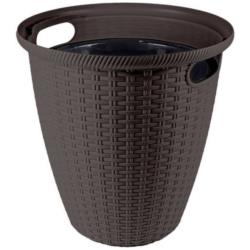 Donica rattan D328 mm/20L (karton 5 szt) (plastikowa) z doniczką wewnętrzną 11 l ciemna czekolada