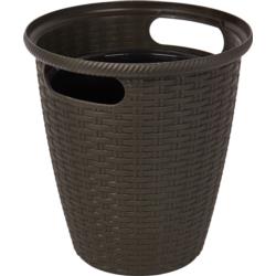 Donica rattan D380 mm/30L (karton 4 szt) (plastikowa) z doniczką wewnętrzną 16 l ciemna czekolada