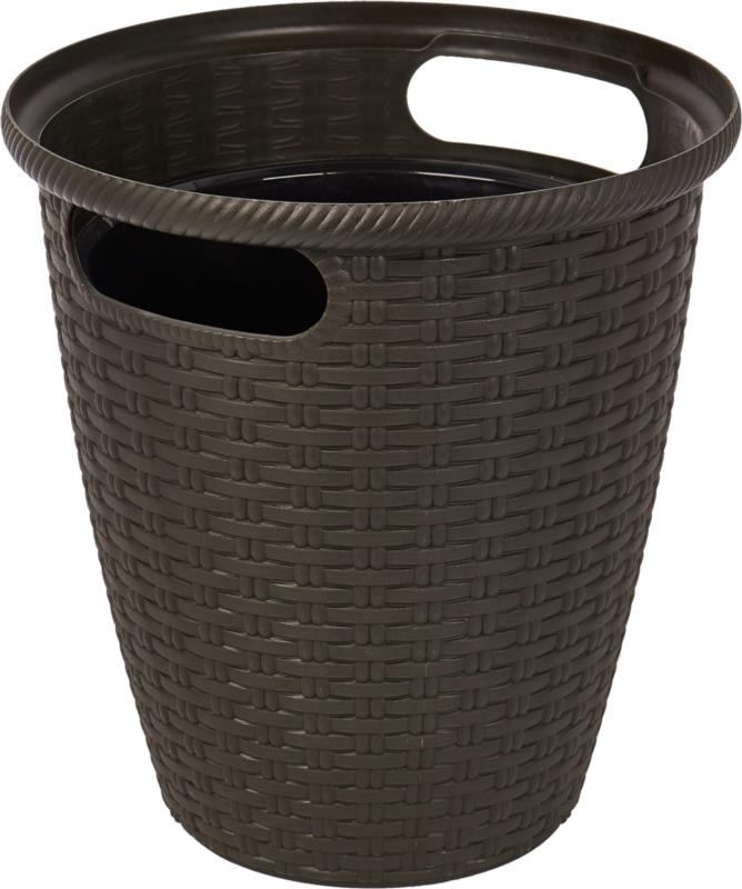 Donica rattan D380 mm/30L (karton 4 szt) (plastikowa) z doniczką wewnętrzną 16 l ciemna czekolada