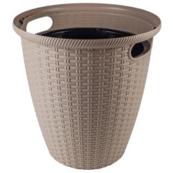Donica rattan D380 mm/30L (karton 4 szt) (plastikowa) z doniczką wewnętrzną 16 l mleczna czekolada