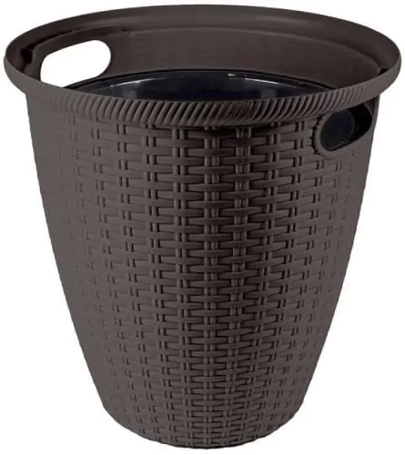Donica rattan D328 mm/20L (karton 5 szt) (plastikowa) z doniczką wewnętrzną 11 l ciemna czekolada