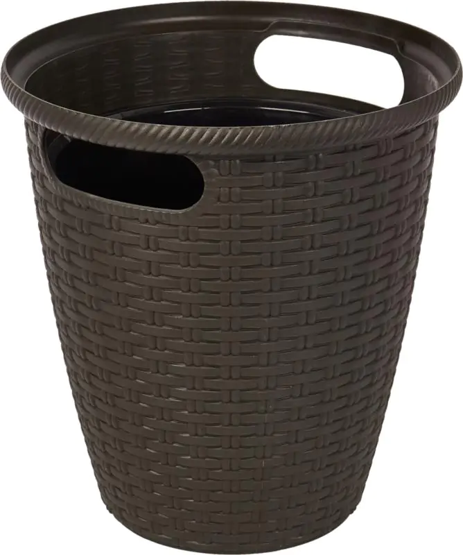 Donica rattan D380 mm/30L (karton 4 szt) (plastikowa) z doniczką wewnętrzną 16 l ciemna czekolada