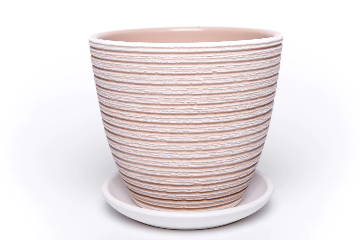 Doniczka ceramiczna z podstawkiem Burg ochra śr. 20,8 cm