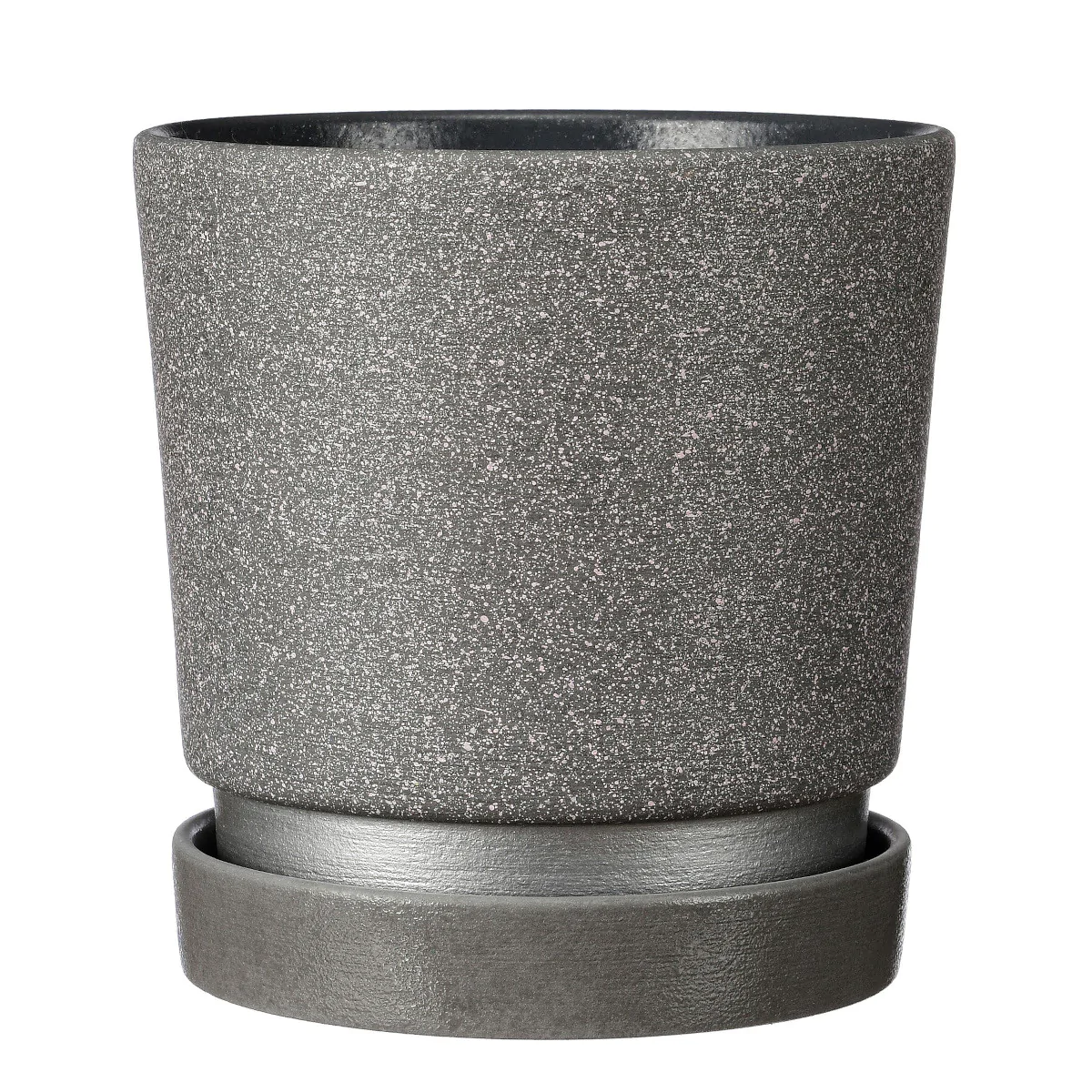 Doniczka ceramiczna z podstawkiem Exclusive srebro śr. 15,8 cm