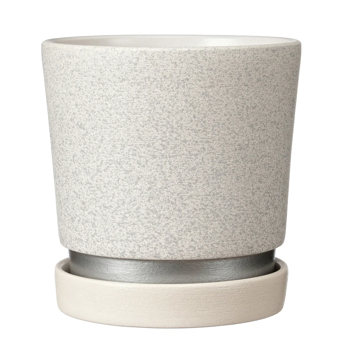 Doniczka ceramiczna z podstawkiem Exclusive biały śr. 15,8 cm