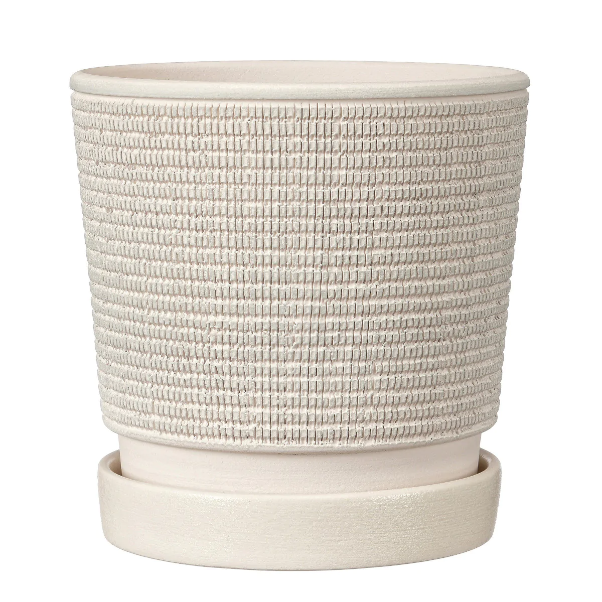 Doniczka ceramiczna z podstawkiem Krakers biały śr. 15,8 cm