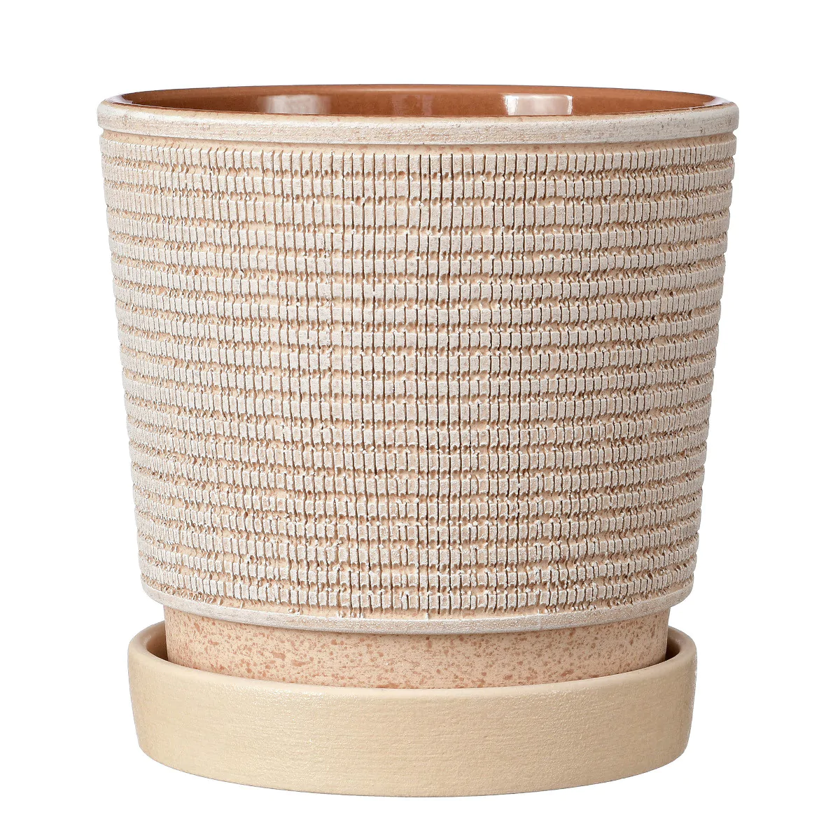 Doniczka ceramiczna z podstawkiem Krakers beż śr. 18,5 cm
